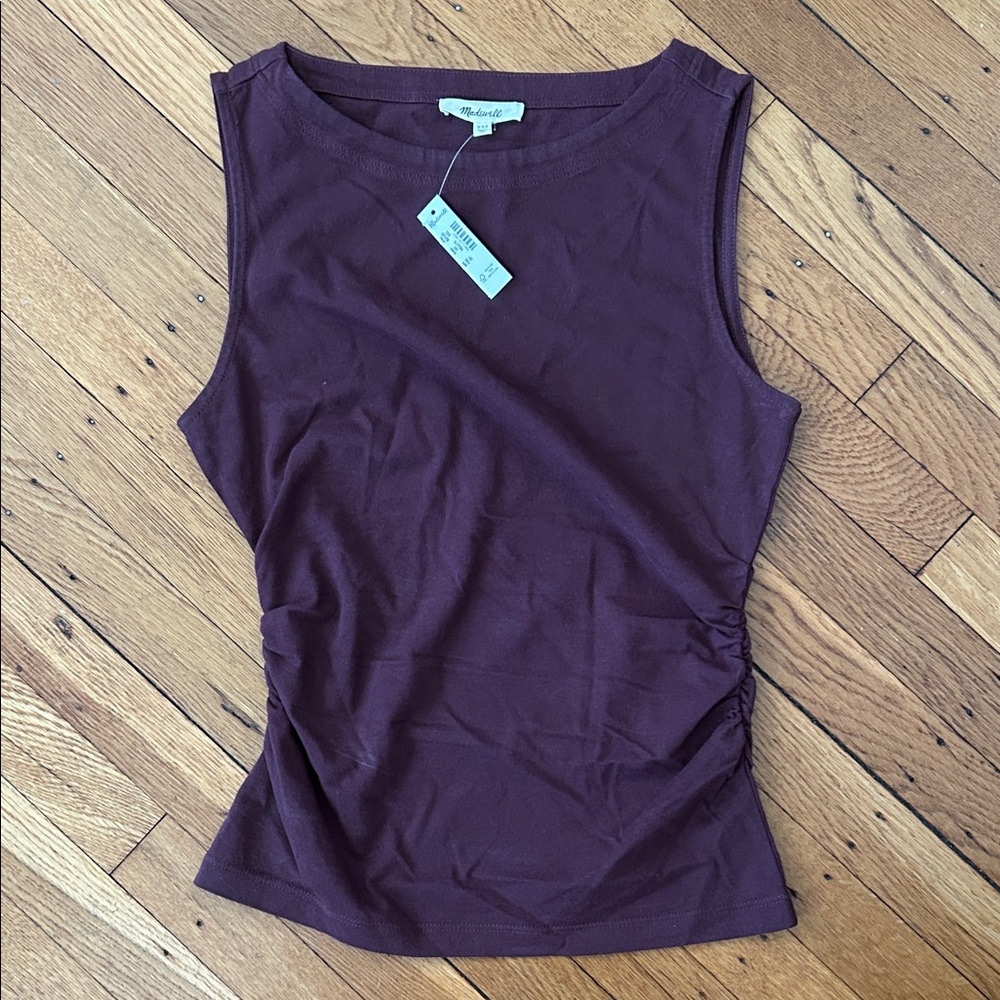 Madewell Sleeveless Cinched Side Tank Top Maroon size XXS NWT